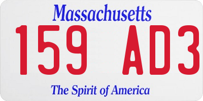 MA license plate 159AD3