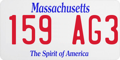 MA license plate 159AG3