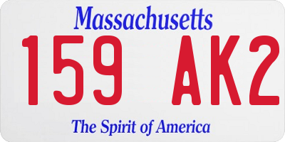 MA license plate 159AK2
