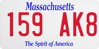 MA license plate 159AK8