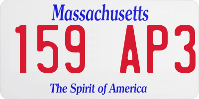 MA license plate 159AP3