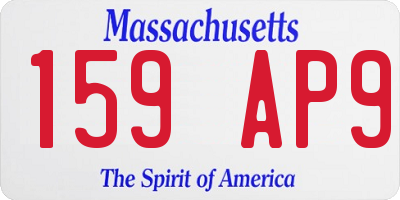 MA license plate 159AP9