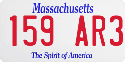 MA license plate 159AR3
