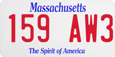 MA license plate 159AW3
