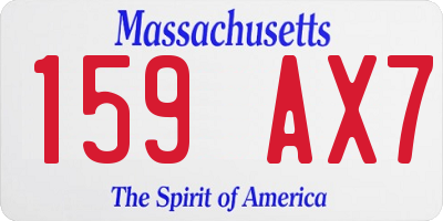 MA license plate 159AX7