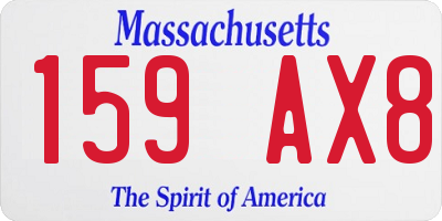 MA license plate 159AX8