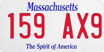 MA license plate 159AX9