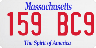 MA license plate 159BC9
