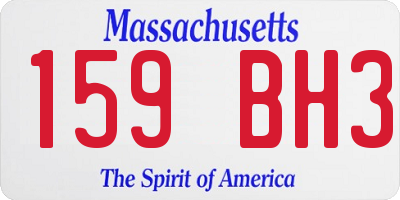 MA license plate 159BH3
