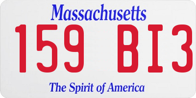 MA license plate 159BI3