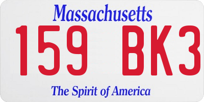 MA license plate 159BK3