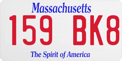 MA license plate 159BK8