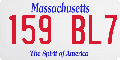 MA license plate 159BL7