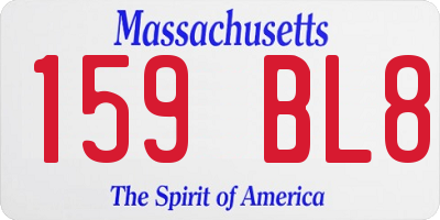 MA license plate 159BL8