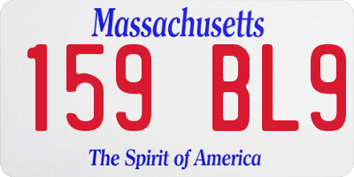 MA license plate 159BL9