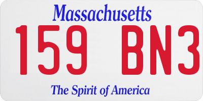 MA license plate 159BN3