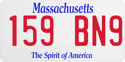 MA license plate 159BN9