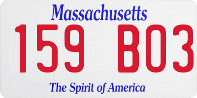 MA license plate 159BO3