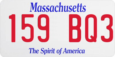 MA license plate 159BQ3