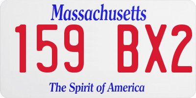 MA license plate 159BX2