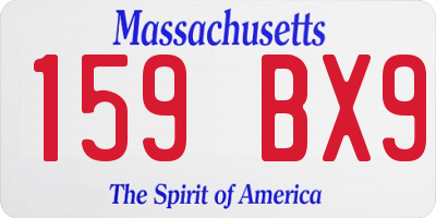 MA license plate 159BX9