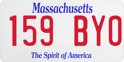 MA license plate 159BY0