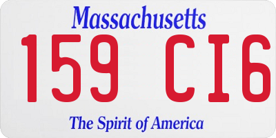 MA license plate 159CI6