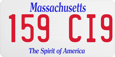 MA license plate 159CI9