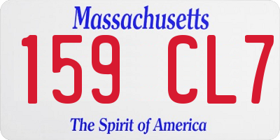 MA license plate 159CL7
