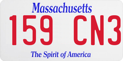 MA license plate 159CN3