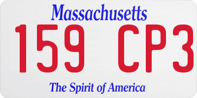 MA license plate 159CP3