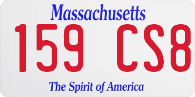 MA license plate 159CS8