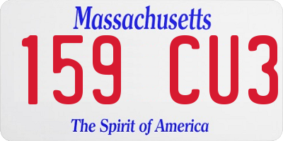 MA license plate 159CU3