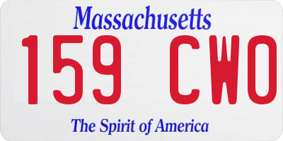 MA license plate 159CW0