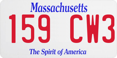 MA license plate 159CW3