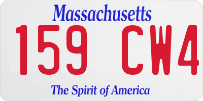 MA license plate 159CW4