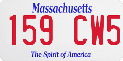 MA license plate 159CW5