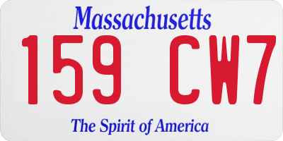 MA license plate 159CW7
