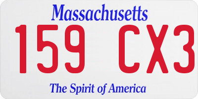 MA license plate 159CX3