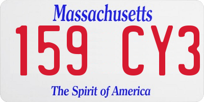 MA license plate 159CY3