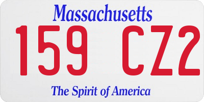 MA license plate 159CZ2