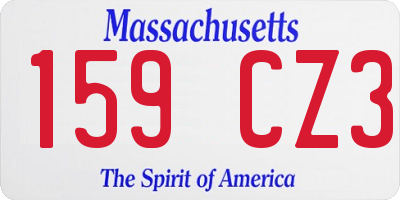 MA license plate 159CZ3