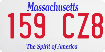 MA license plate 159CZ8