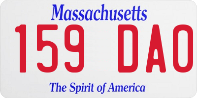 MA license plate 159DA0