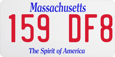 MA license plate 159DF8