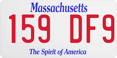 MA license plate 159DF9