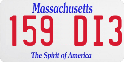 MA license plate 159DI3