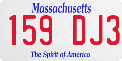 MA license plate 159DJ3