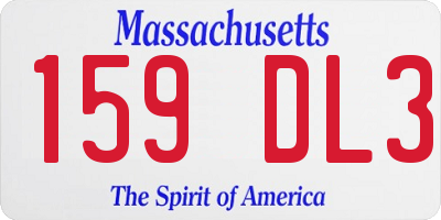 MA license plate 159DL3