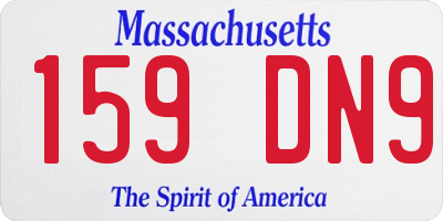 MA license plate 159DN9